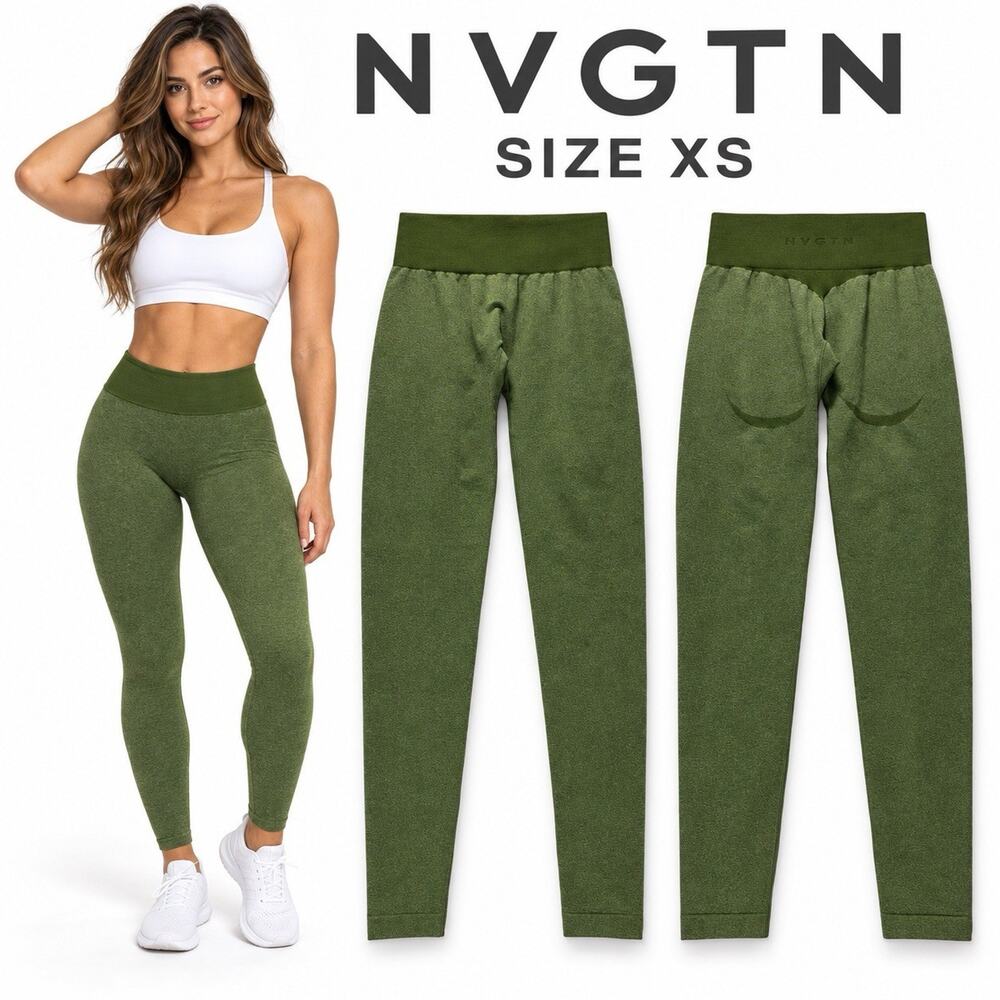 NVGTN Women’s XS Olive Green Seamless Scrunch Butt Leggings High Rise Gym